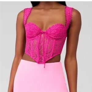 For love and lemons hot pink corset lace top